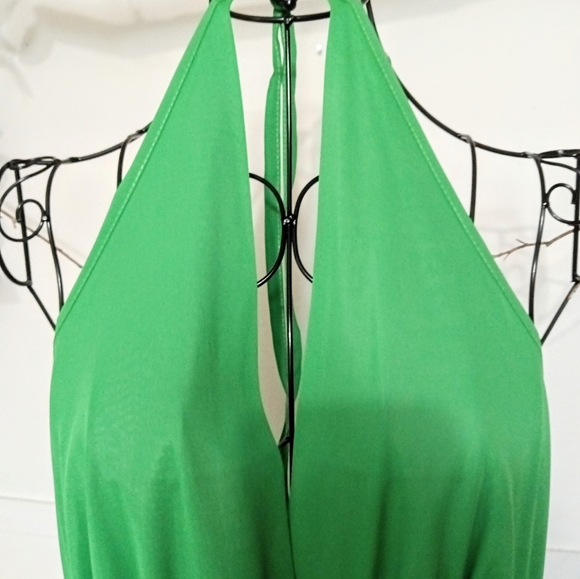 American Vintage :: 70's Queens Way to Fashion Green Halter Embroidered Dress - Picture 4 of 13